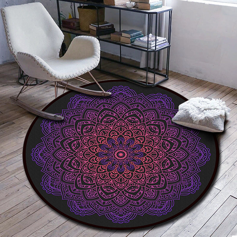 Folks Multicolor Mandala Rug Synthetics Moroccan Rug Machine Washable Non-Slip Pet Friendly Carpet for Living Room Dark Purple Clearhalo 'Area Rug' 'Moroccan' 'Rugs' Rug' 2185176