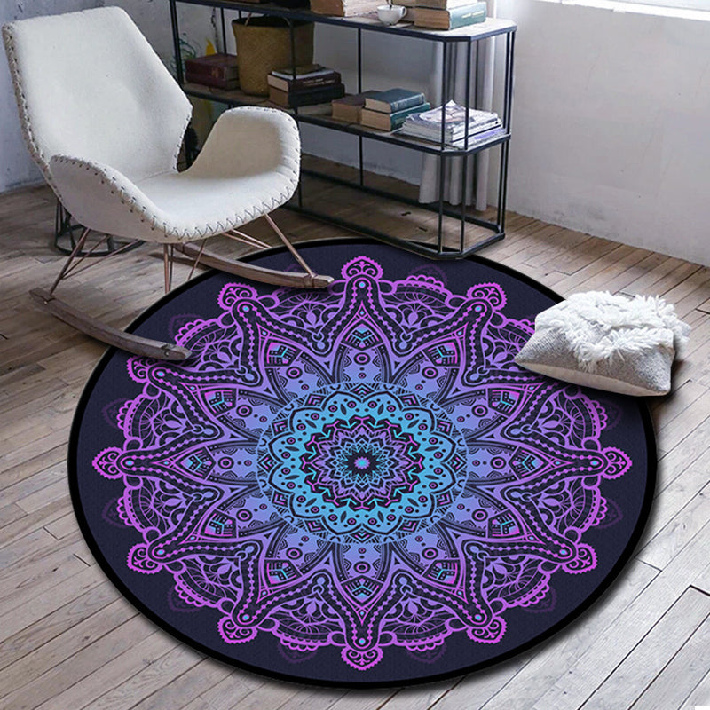 Folks Multicolor Mandala Rug Synthetics Moroccan Rug Machine Washable Non-Slip Pet Friendly Carpet for Living Room Grape Clearhalo 'Area Rug' 'Moroccan' 'Rugs' Rug' 2185177