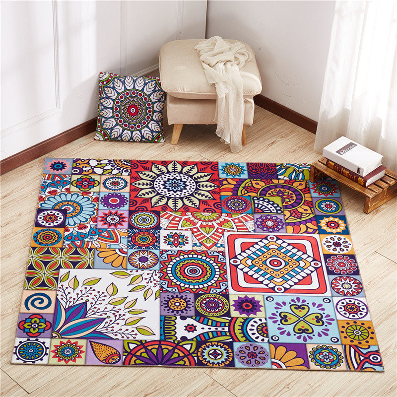 Moroccan Mandala Patchwork Rug Multi-Colored Polyester Rug Pet Friendly Anti-Slip Machine Washable Rug for Great Room Green Clearhalo 'Area Rug' 'Moroccan' 'Rugs' Rug' 2185191