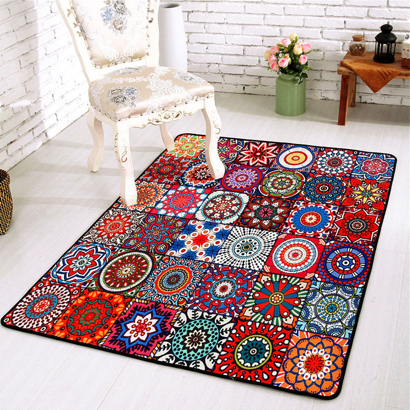 Moroccan Mandala Patchwork Rug Multi-Colored Polyester Rug Pet Friendly Anti-Slip Machine Washable Rug for Great Room Yellow-Red Clearhalo 'Area Rug' 'Moroccan' 'Rugs' Rug' 2185192