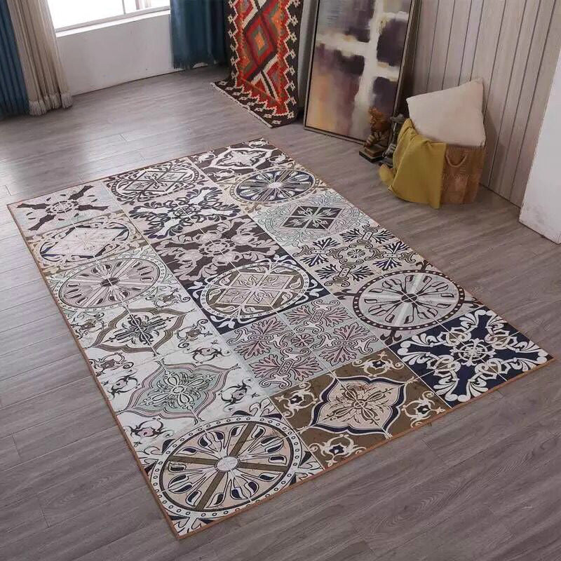 Multi Colored Living Room Rug Moroccan Patchwork Print Rug Synthetics Non-Slip Backing Pet Friendly Stain Resistant Rug Coffee Clearhalo 'Area Rug' 'Moroccan' 'Rugs' Rug' 2185198