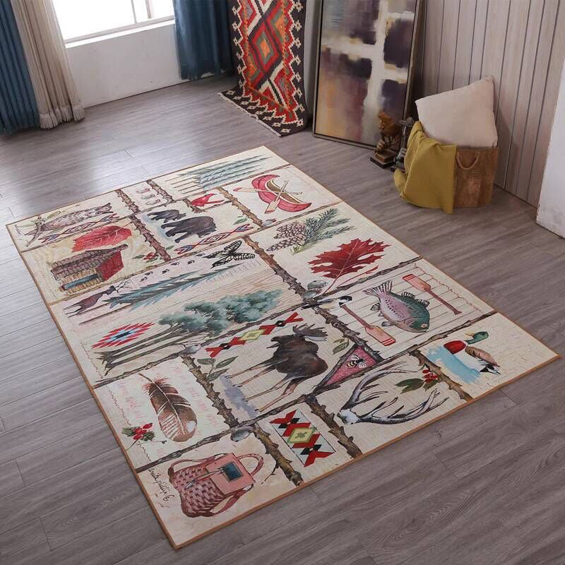 Multi Colored Living Room Rug Moroccan Patchwork Print Rug Synthetics Non-Slip Backing Pet Friendly Stain Resistant Rug Khaki Clearhalo 'Area Rug' 'Moroccan' 'Rugs' Rug' 2185205