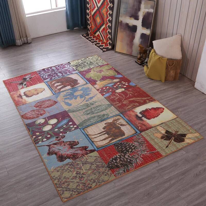 Multi Colored Living Room Rug Moroccan Patchwork Print Rug Synthetics Non-Slip Backing Pet Friendly Stain Resistant Rug Red Clearhalo 'Area Rug' 'Moroccan' 'Rugs' Rug' 2185206