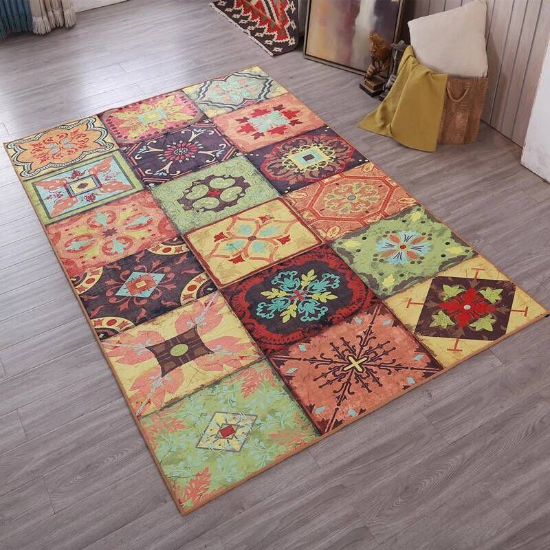 Multi Colored Living Room Rug Moroccan Patchwork Print Rug Synthetics Non-Slip Backing Pet Friendly Stain Resistant Rug Clearhalo 'Area Rug' 'Moroccan' 'Rugs' Rug' 2185208