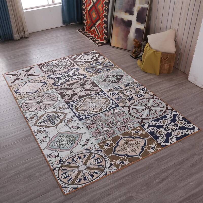 Multi Colored Living Room Rug Moroccan Patchwork Print Rug Synthetics Non-Slip Backing Pet Friendly Stain Resistant Rug Yellow Clearhalo 'Area Rug' 'Moroccan' 'Rugs' Rug' 2185209