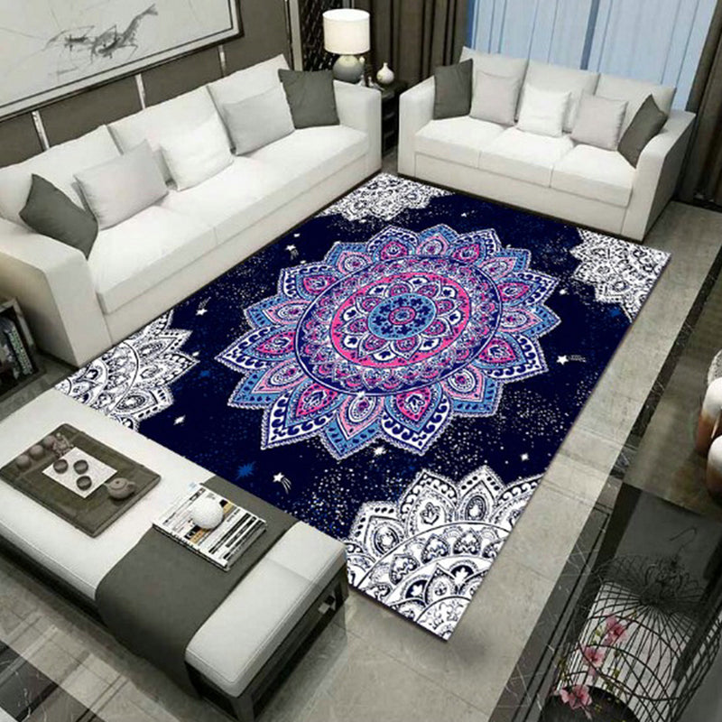 Grand Persian Rug Multicolor Jacquard Printed Rug Washable Non-Slip Backing Pet Friendly Rug for Living Room Dark Blue Clearhalo 'Area Rug' 'Moroccan' 'Rugs' Rug' 2185213
