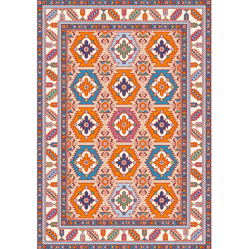 Persian Home Rug Multi Color Symmetric Print Carpet Polyester Anti-Slip Backing Machine Washable Stain Resistant Rug Orange Clearhalo 'Area Rug' 'Moroccan' 'Rugs' Rug' 2185249