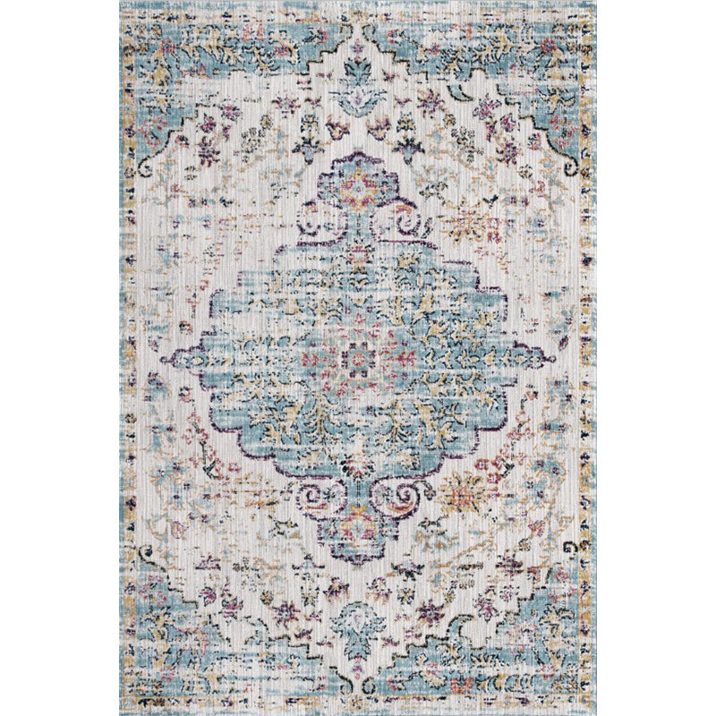 Persian Home Rug Multi Color Symmetric Print Carpet Polyester Anti-Slip Backing Machine Washable Stain Resistant Rug Sky Blue Clearhalo 'Area Rug' 'Moroccan' 'Rugs' Rug' 2185251