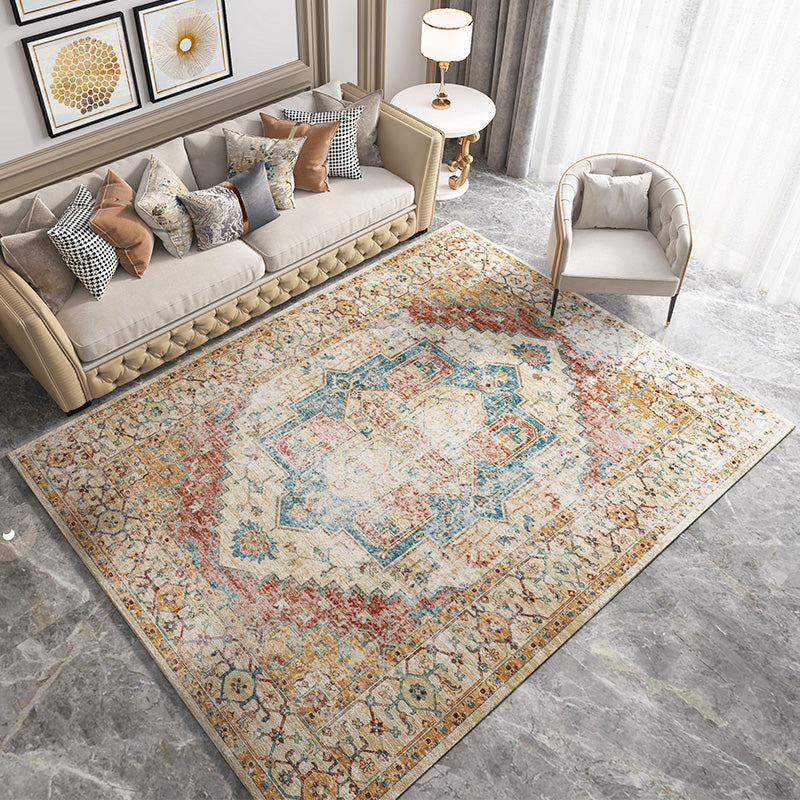 Distressed Multi Color Persian Rug Synthetics Geometric Print Carpet Washable Non-Slip Backing Stain Resistant Rug for Home Light Yellow Clearhalo 'Area Rug' 'Moroccan' 'Rugs' Rug' 2185256