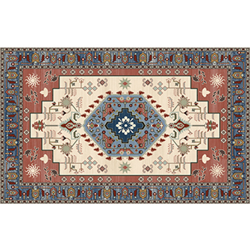 Persian Flower Indoor Rug Multi Colored Polypropylene Carpet Stain Resistant Non-Slip Washable Rug for Home Decor Dark Blue Clearhalo 'Area Rug' 'Moroccan' 'Rugs' Rug' 2185267