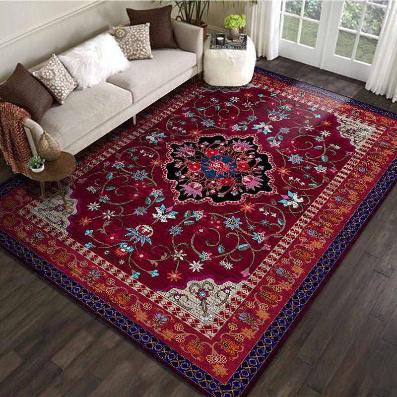 Multi-Color Floral Print Rug Polyester Moroccan Area Carpet Non-Slip Backing Machine Washable Pet Friendly Rug for Sitting Room Clearhalo 'Area Rug' 'Moroccan' 'Rugs' Rug' 2185284