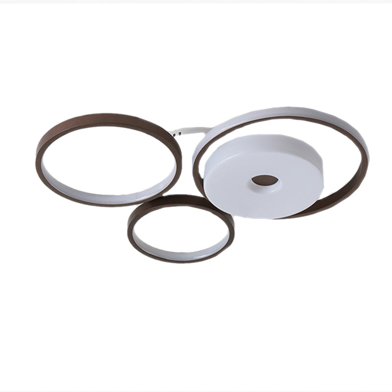 LED Coffee Flush Ring Light Minimal Acrylic Shaded Bedroom Ceiling Mount Light Fixture in White Light, 16"/19.5" Wide Clearhalo 'Ceiling Lights' 'Close To Ceiling Lights' 'Close to ceiling' 'Semi-flushmount' Lighting' 218529