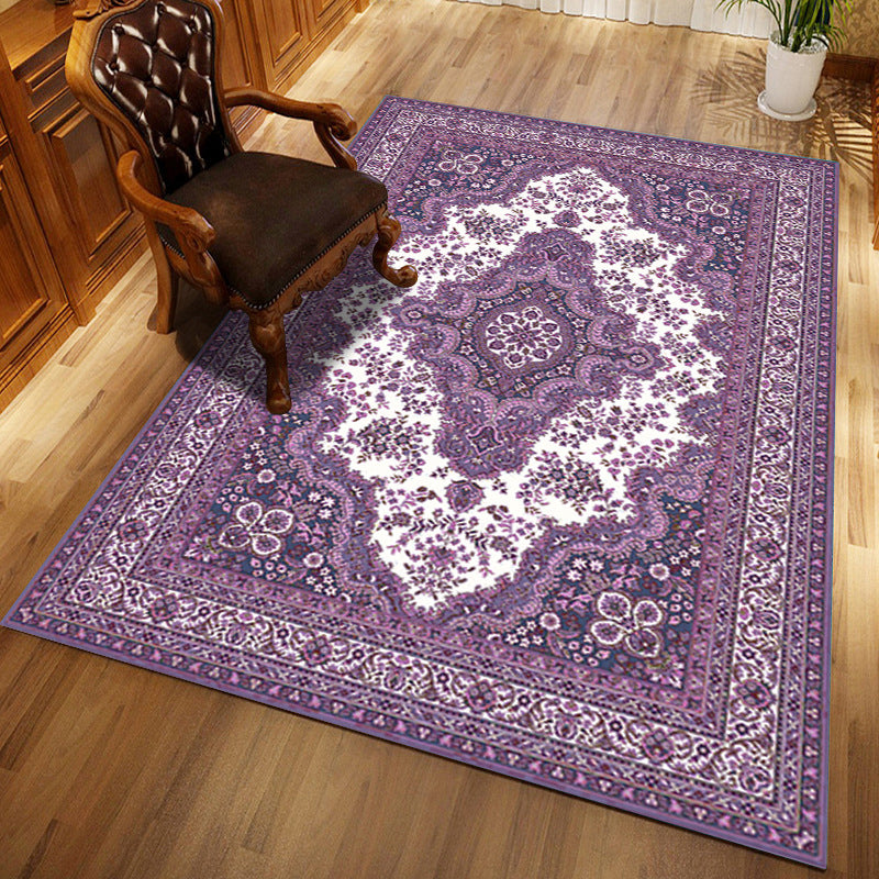 Multi-Color Floral Print Rug Polyester Moroccan Area Carpet Non-Slip Backing Machine Washable Pet Friendly Rug for Sitting Room Purple Clearhalo 'Area Rug' 'Moroccan' 'Rugs' Rug' 2185290