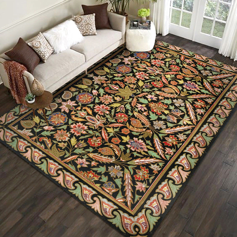 Multi-Color Floral Print Rug Polyester Moroccan Area Carpet Non-Slip Backing Machine Washable Pet Friendly Rug for Sitting Room Clearhalo 'Area Rug' 'Moroccan' 'Rugs' Rug' 2185296