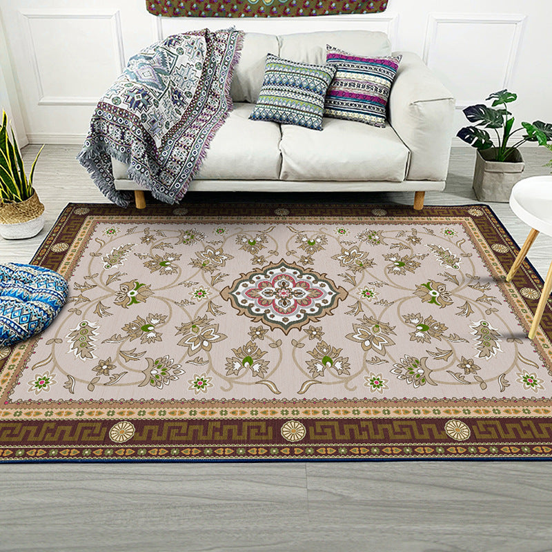 Multi-Color Floral Print Rug Polyester Moroccan Area Carpet Non-Slip Backing Machine Washable Pet Friendly Rug for Sitting Room Clearhalo 'Area Rug' 'Moroccan' 'Rugs' Rug' 2185299