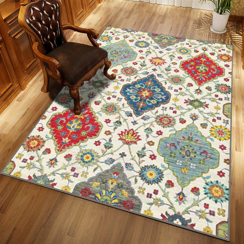 Multi-Color Floral Print Rug Polyester Moroccan Area Carpet Non-Slip Backing Machine Washable Pet Friendly Rug for Sitting Room Clearhalo 'Area Rug' 'Moroccan' 'Rugs' Rug' 2185302