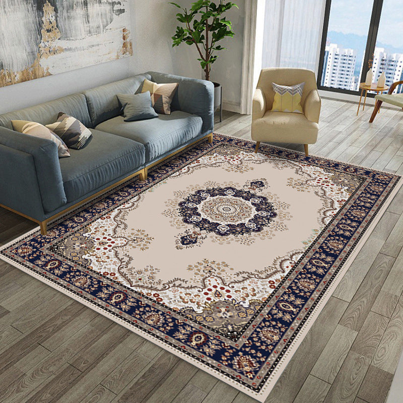 Multi-Color Floral Print Rug Polyester Moroccan Area Carpet Non-Slip Backing Machine Washable Pet Friendly Rug for Sitting Room Apricot Clearhalo 'Area Rug' 'Moroccan' 'Rugs' Rug' 2185309