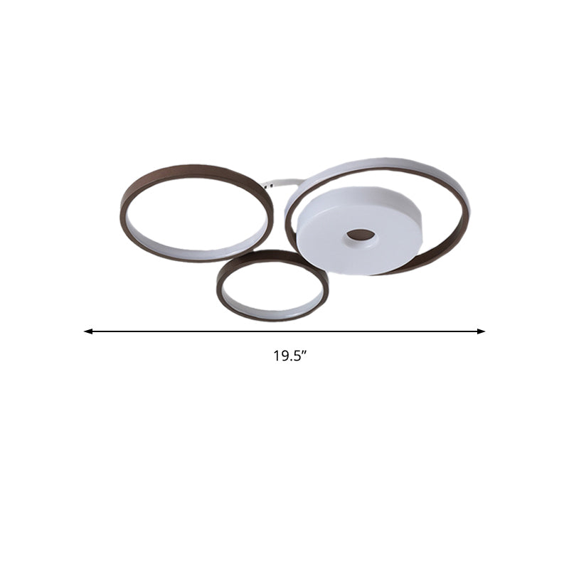 LED Coffee Flush Ring Light Minimal Acrylic Shaded Bedroom Ceiling Mount Light Fixture in White Light, 16"/19.5" Wide Clearhalo 'Ceiling Lights' 'Close To Ceiling Lights' 'Close to ceiling' 'Semi-flushmount' Lighting' 218531