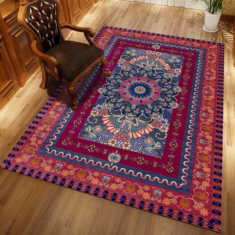 Multi-Color Floral Print Rug Polyester Moroccan Area Carpet Non-Slip Backing Machine Washable Pet Friendly Rug for Sitting Room Clearhalo 'Area Rug' 'Moroccan' 'Rugs' Rug' 2185315