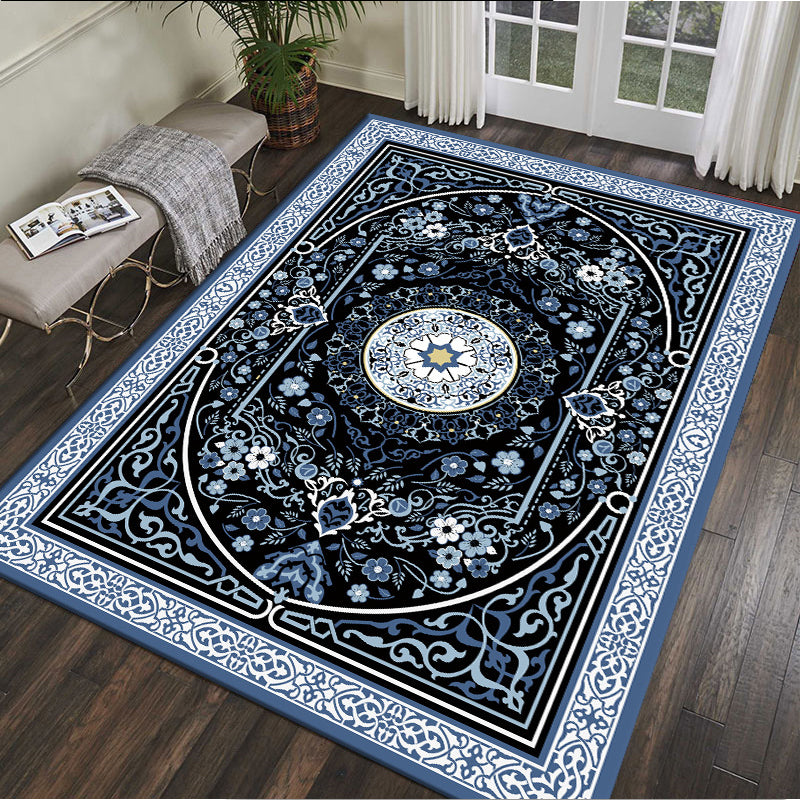 Traditional Multi Color Moroccan Rug Polypropylene Flower Carpet Anti-Slip Backing Pet Friendly Stain Resistant Rug for Living Room Blue Clearhalo 'Area Rug' 'Moroccan' 'Rugs' Rug' 2185343