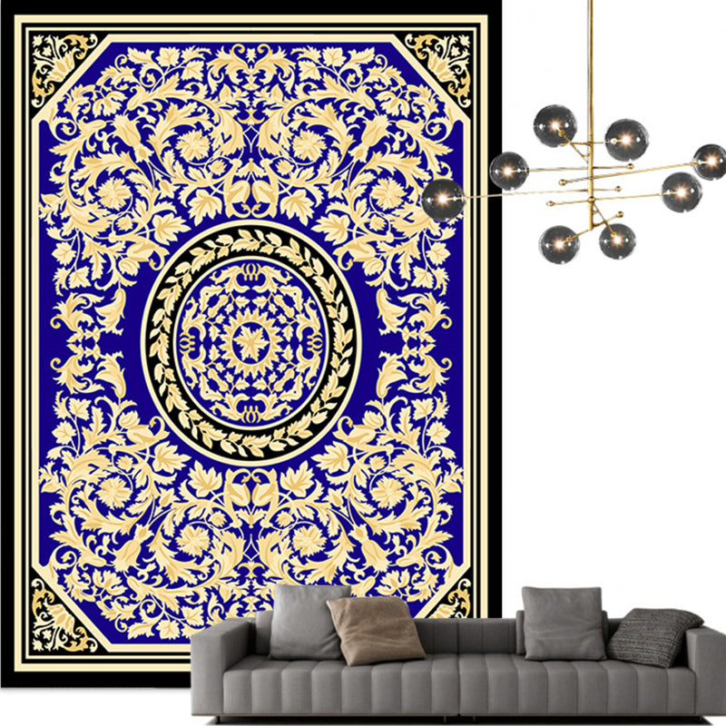 Traditional Multi Color Moroccan Rug Polypropylene Flower Carpet Anti-Slip Backing Pet Friendly Stain Resistant Rug for Living Room Royal Blue Clearhalo 'Area Rug' 'Moroccan' 'Rugs' Rug' 2185351