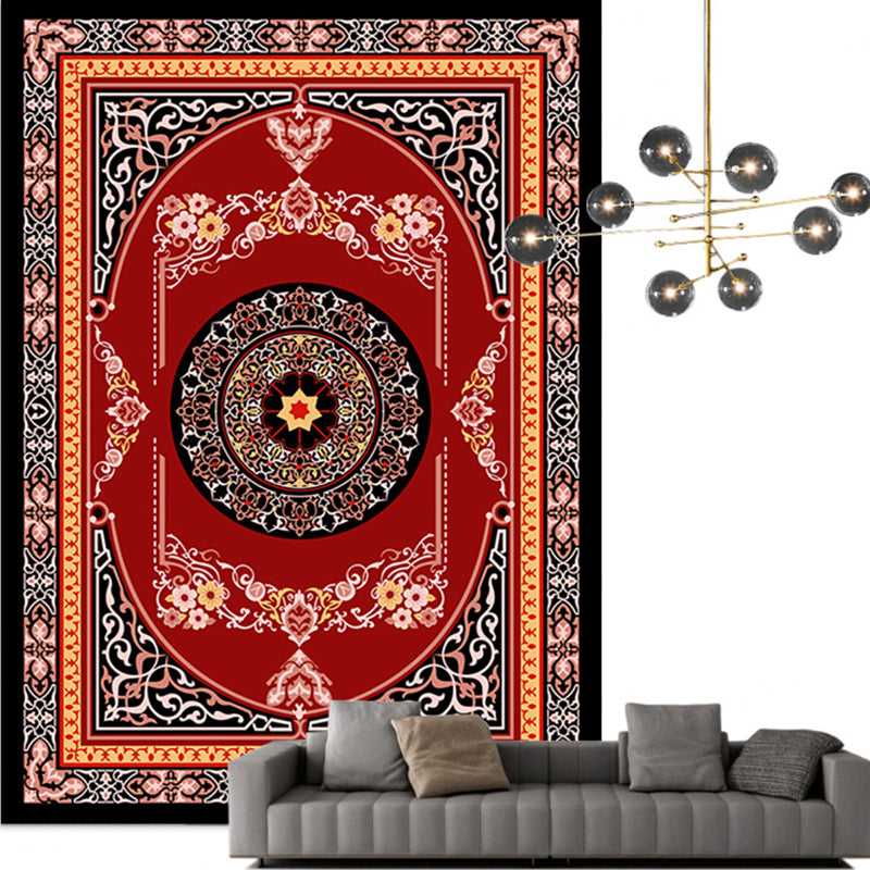 Traditional Multi Color Moroccan Rug Polypropylene Flower Carpet Anti-Slip Backing Pet Friendly Stain Resistant Rug for Living Room Red Clearhalo 'Area Rug' 'Moroccan' 'Rugs' Rug' 2185354