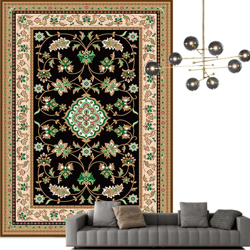 Traditional Multi Color Moroccan Rug Polypropylene Flower Carpet Anti-Slip Backing Pet Friendly Stain Resistant Rug for Living Room Pea Green Clearhalo 'Area Rug' 'Moroccan' 'Rugs' Rug' 2185356