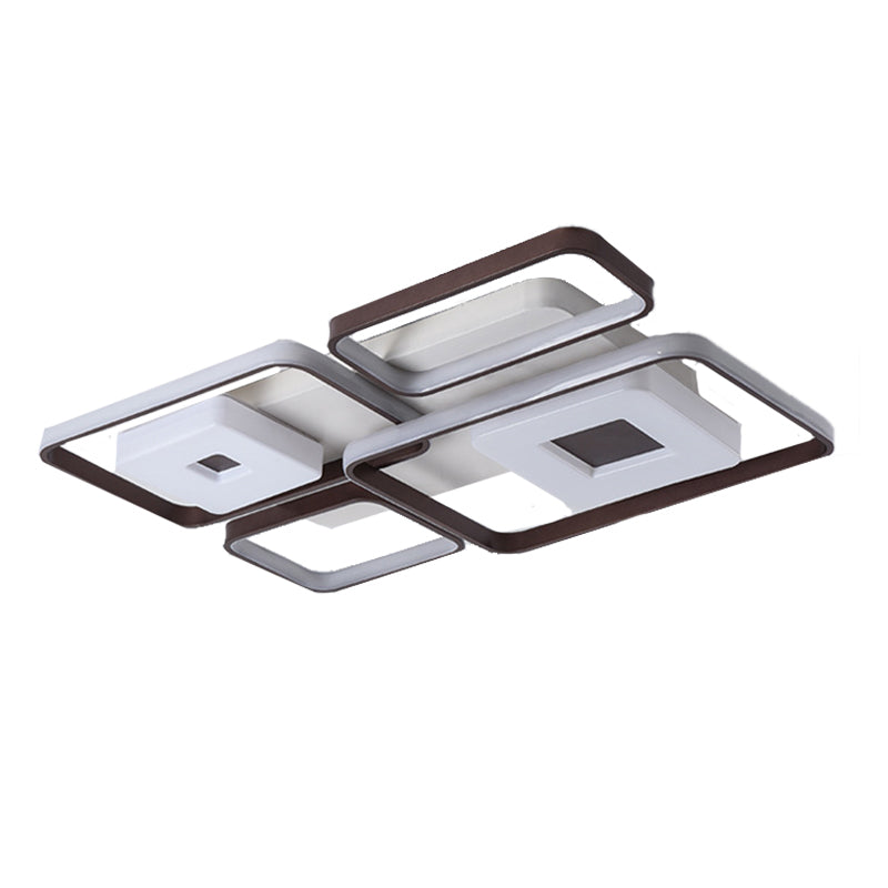 Square/Rectangular-Frame Bedroom Flushmount Light 16"/19.5"/35.5" Wide Contemporary LED Aluminum Flush Mount Fixture in Coffee, White Light Clearhalo 'Ceiling Lights' 'Close To Ceiling Lights' 'Close to ceiling' 'Semi-flushmount' Lighting' 218536