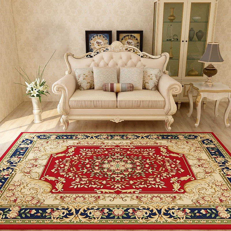Multi-Colored Moroccan Rug Synthetics Jacquard Pattern Rug Washable Stain Resistant Non-Slip Carpet for Lounge Red Clearhalo 'Area Rug' 'Moroccan' 'Rugs' Rug' 2185387