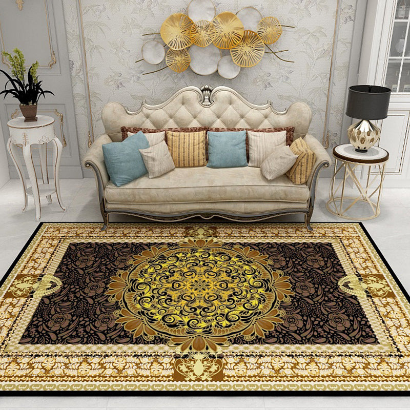 Multi-Colored Moroccan Rug Synthetics Jacquard Pattern Rug Washable Stain Resistant Non-Slip Carpet for Lounge Lemon Yellow Clearhalo 'Area Rug' 'Moroccan' 'Rugs' Rug' 2185390