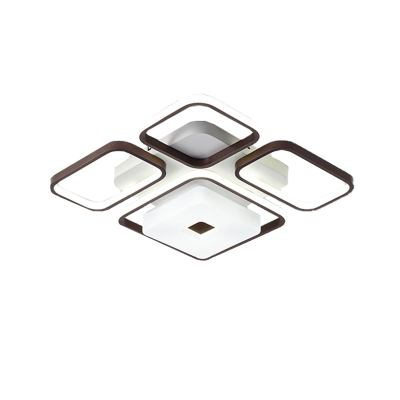 Square/Rectangular-Frame Bedroom Flushmount Light 16"/19.5"/35.5" Wide Contemporary LED Aluminum Flush Mount Fixture in Coffee, White Light Clearhalo 'Ceiling Lights' 'Close To Ceiling Lights' 'Close to ceiling' 'Semi-flushmount' Lighting' 218541