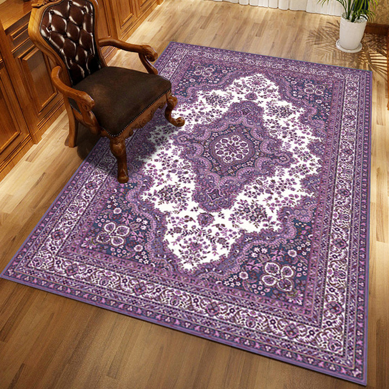 Moroccan Damask Print Rug Multicolor Polypropylene Area Rug Stain Resistant Washable Anti-Slip Backing Rug for Home Decor Light Purple 2'7" x 3'11" Clearhalo 'Area Rug' 'Moroccan' 'Rugs' Rug' 2185421