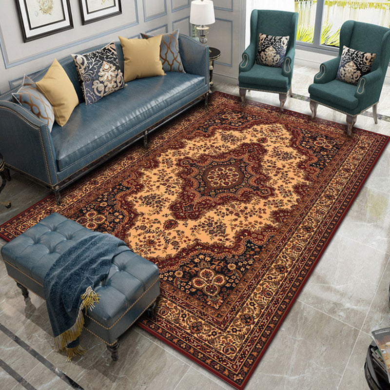 Moroccan Damask Print Rug Multicolor Polypropylene Area Rug Stain Resistant Washable Anti-Slip Backing Rug for Home Decor Dark Coffee 2'7" x 3'11" Clearhalo 'Area Rug' 'Moroccan' 'Rugs' Rug' 2185438