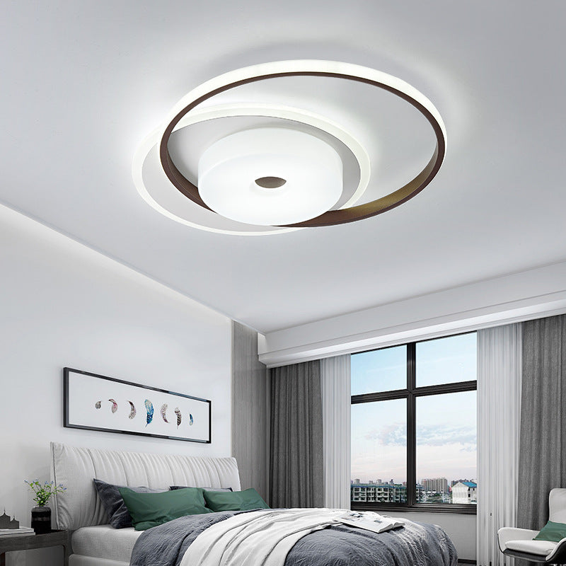 16"/19.5" W Coffee Orbit LED Flush Light Modern Acrylic Bedroom Ceiling Mounted Light Fixture, White Light Clearhalo 'Ceiling Lights' 'Close To Ceiling Lights' 'Close to ceiling' 'Flush mount' Lighting' 218545