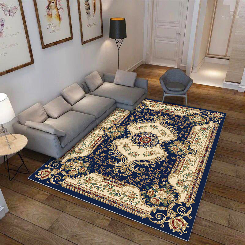 Moroccan Style Bedroom Rug Multi Color Flower Print Carpet Polyester Washable Pet Friendly Anti-Slip Backing Rug Clearhalo 'Area Rug' 'Moroccan' 'Rugs' Rug' 2185458