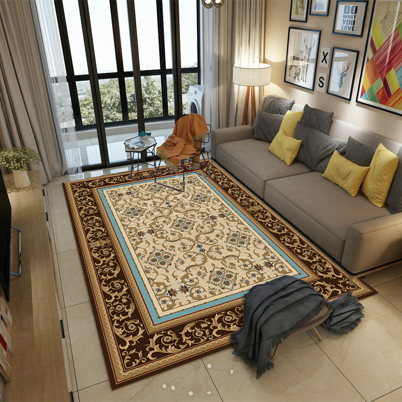 Moroccan Style Bedroom Rug Multi Color Flower Print Carpet Polyester Washable Pet Friendly Anti-Slip Backing Rug Clearhalo 'Area Rug' 'Moroccan' 'Rugs' Rug' 2185459
