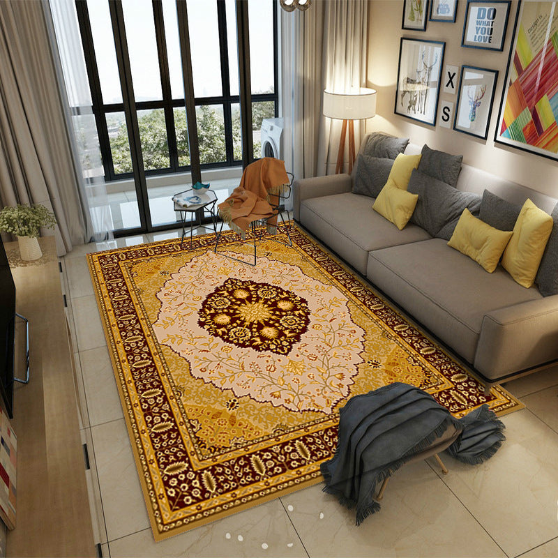 Moroccan Style Bedroom Rug Multi Color Flower Print Carpet Polyester Washable Pet Friendly Anti-Slip Backing Rug Clearhalo 'Area Rug' 'Moroccan' 'Rugs' Rug' 2185470