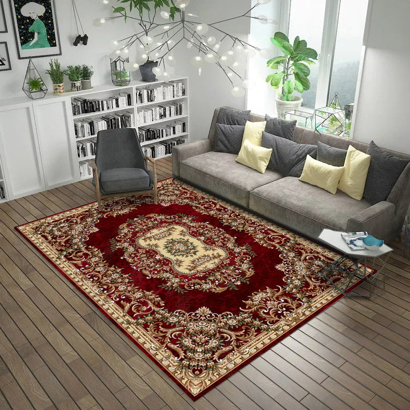 Moroccan Style Bedroom Rug Multi Color Flower Print Carpet Polyester Washable Pet Friendly Anti-Slip Backing Rug Clearhalo 'Area Rug' 'Moroccan' 'Rugs' Rug' 2185471