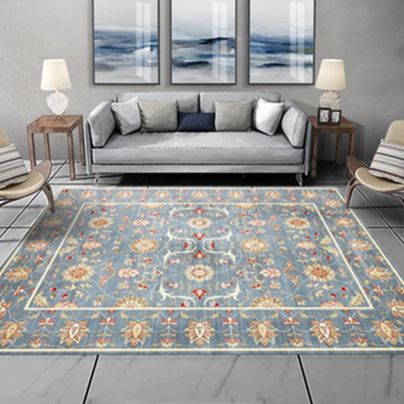 Empire Print Rug Multi Colored Moroccan Rug Polyester Anti-Slip Backing Machine Washable Pet Friendly Rug for Living Room Light Blue Clearhalo 'Area Rug' 'Moroccan' 'Rugs' Rug' 2185485