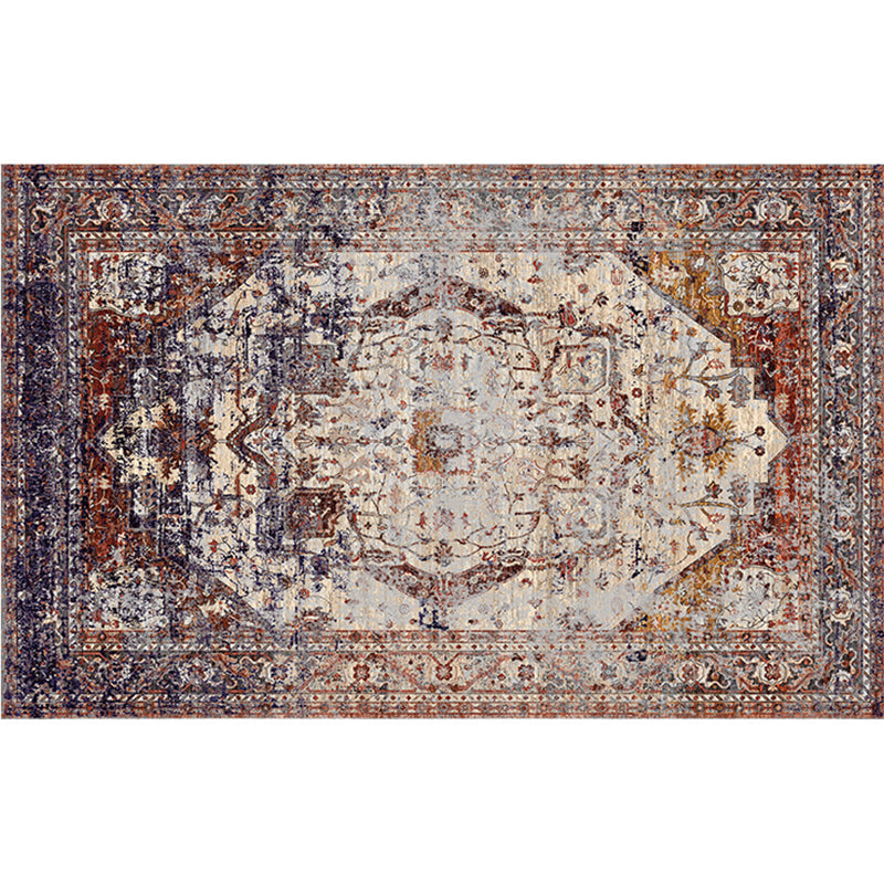 Empire Print Rug Multi Colored Moroccan Rug Polyester Anti-Slip Backing Machine Washable Pet Friendly Rug for Living Room White Clearhalo 'Area Rug' 'Moroccan' 'Rugs' Rug' 2185487