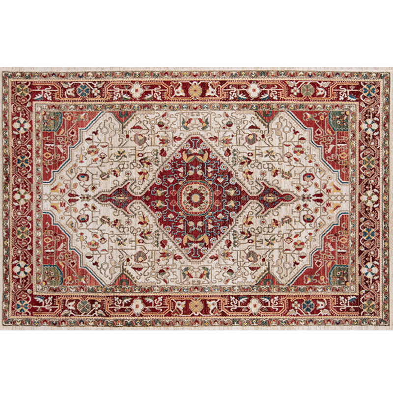 Empire Print Rug Multi Colored Moroccan Rug Polyester Anti-Slip Backing Machine Washable Pet Friendly Rug for Living Room Burgundy Clearhalo 'Area Rug' 'Moroccan' 'Rugs' Rug' 2185489