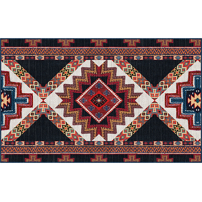 Empire Print Rug Multi Colored Moroccan Rug Polyester Anti-Slip Backing Machine Washable Pet Friendly Rug for Living Room Black Clearhalo 'Area Rug' 'Moroccan' 'Rugs' Rug' 2185492