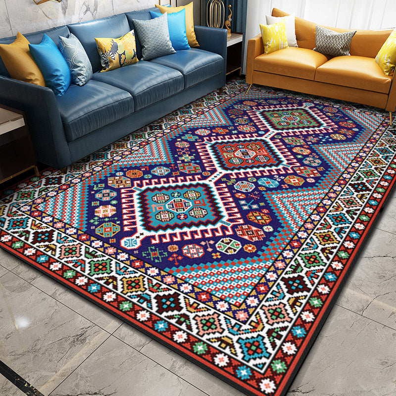 Glam Symmetry Print Rug Multi Color Moroccan Carpet Polypropylene Stain Resistant Pet Friendly Anti-Slip Backing Rug for Decor Blue Clearhalo 'Area Rug' 'Moroccan' 'Rugs' Rug' 2185502