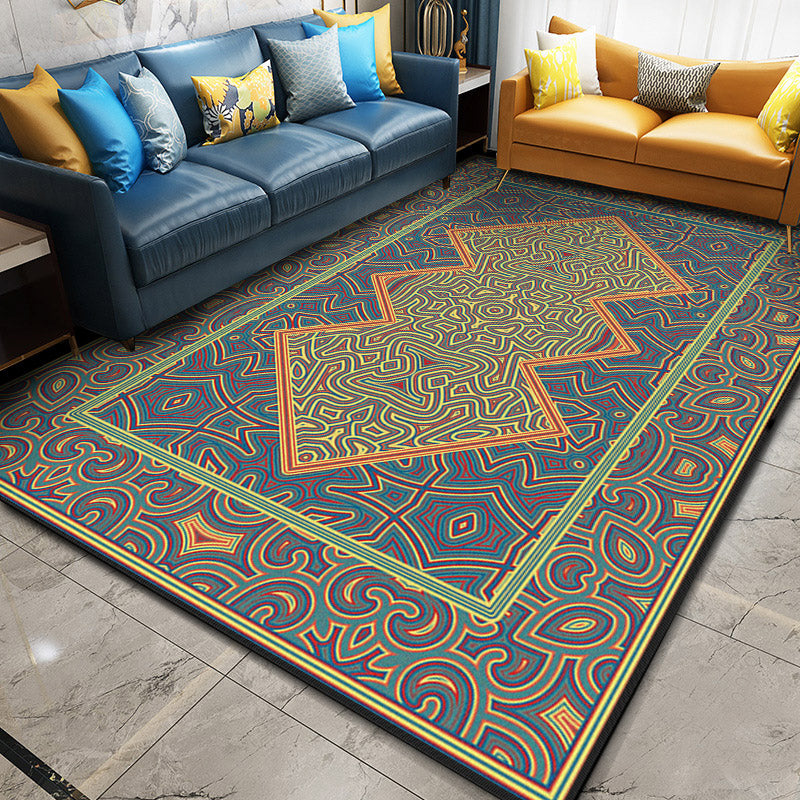 Glam Symmetry Print Rug Multi Color Moroccan Carpet Polypropylene Stain Resistant Pet Friendly Anti-Slip Backing Rug for Decor Aqua Clearhalo 'Area Rug' 'Moroccan' 'Rugs' Rug' 2185503