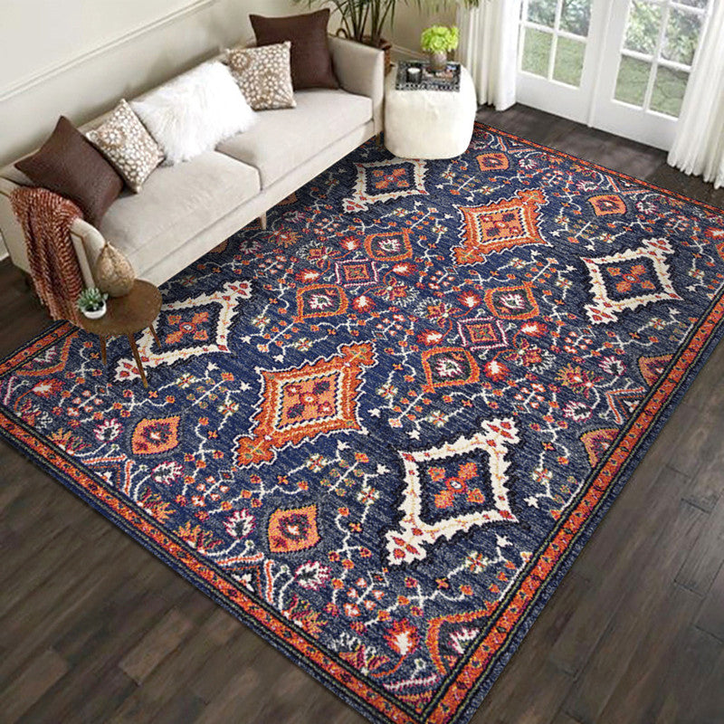 Multicolor Moroccan Indoor Rug Synthetics Jacquard Printed Carpet Non-Slip Stain Resistant Machine Washable Rug for Home Navy Clearhalo 'Area Rug' 'Moroccan' 'Rugs' Rug' 2185507