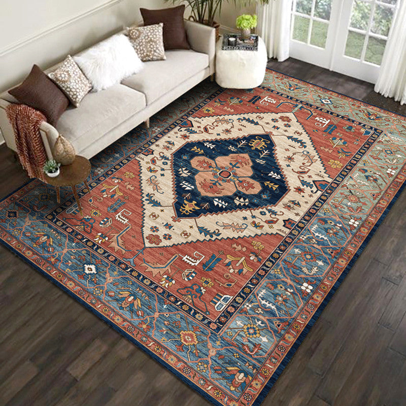 Multicolor Moroccan Indoor Rug Synthetics Jacquard Printed Carpet Non-Slip Stain Resistant Machine Washable Rug for Home Orange Red Clearhalo 'Area Rug' 'Moroccan' 'Rugs' Rug' 2185510