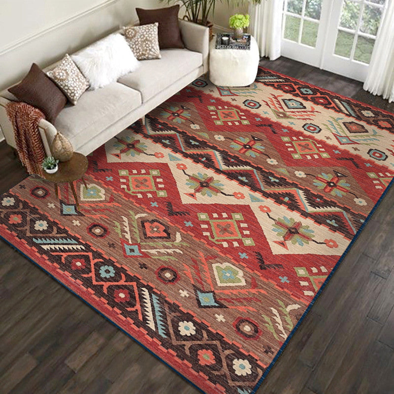Multicolor Moroccan Indoor Rug Synthetics Jacquard Printed Carpet Non-Slip Stain Resistant Machine Washable Rug for Home Red Clearhalo 'Area Rug' 'Moroccan' 'Rugs' Rug' 2185512