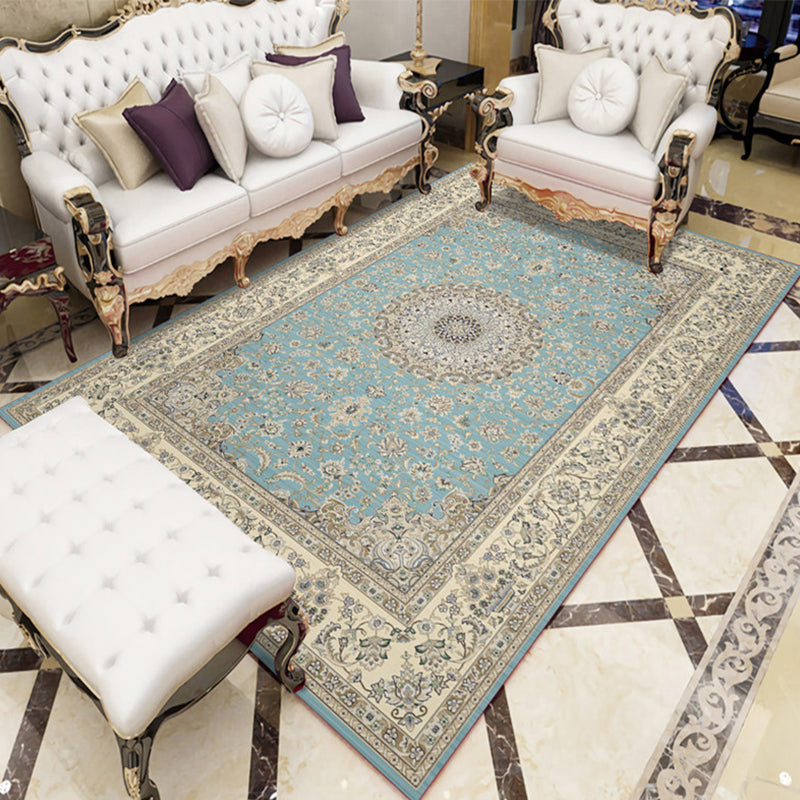 Multicolor Moroccan Indoor Rug Synthetics Jacquard Printed Carpet Non-Slip Stain Resistant Machine Washable Rug for Home Sky Blue Clearhalo 'Area Rug' 'Moroccan' 'Rugs' Rug' 2185513