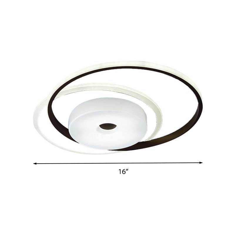 16"/19.5" W Coffee Orbit LED Flush Light Modern Acrylic Bedroom Ceiling Mounted Light Fixture, White Light Clearhalo 'Ceiling Lights' 'Close To Ceiling Lights' 'Close to ceiling' 'Flush mount' Lighting' 218552