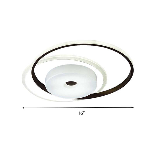 16"/19.5" W Coffee Orbit LED Flush Light Modern Acrylic Bedroom Ceiling Mounted Light Fixture, White Light Clearhalo 'Ceiling Lights' 'Close To Ceiling Lights' 'Close to ceiling' 'Flush mount' Lighting' 218552